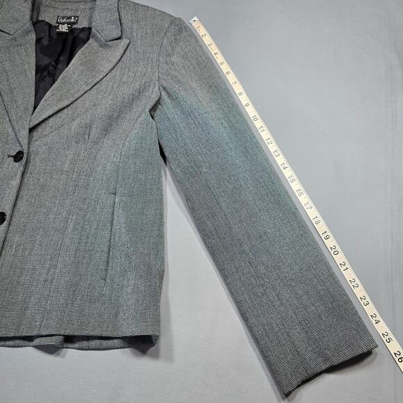 Rafaella Gray Suit Jacket Stretch Preppy Houndstooth Long Sleeve Button Women 12 - Picture 9 of 11